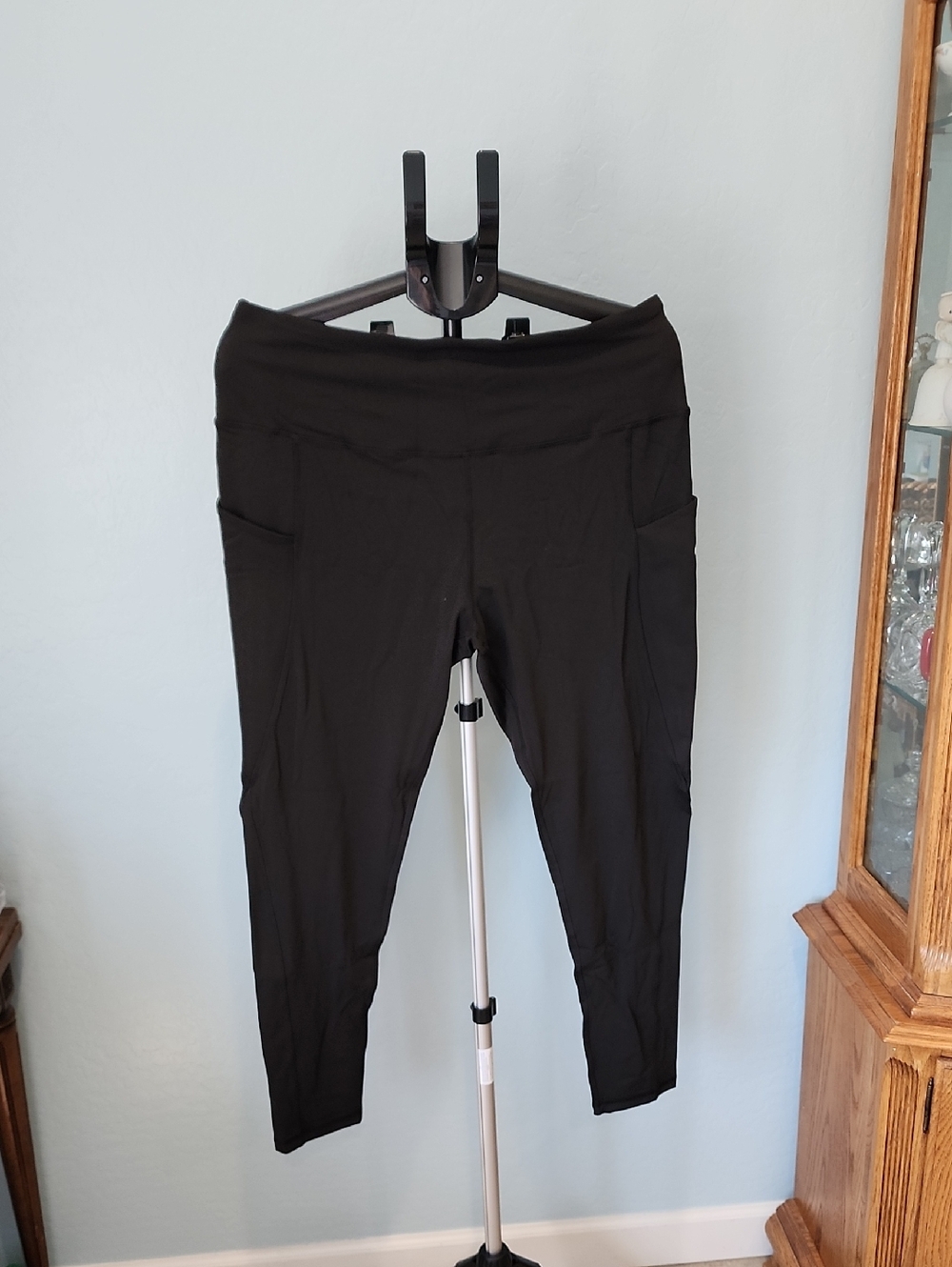 High-Waist Black Leggings with Side Pockets - Women Set Of 3 (3 XL)